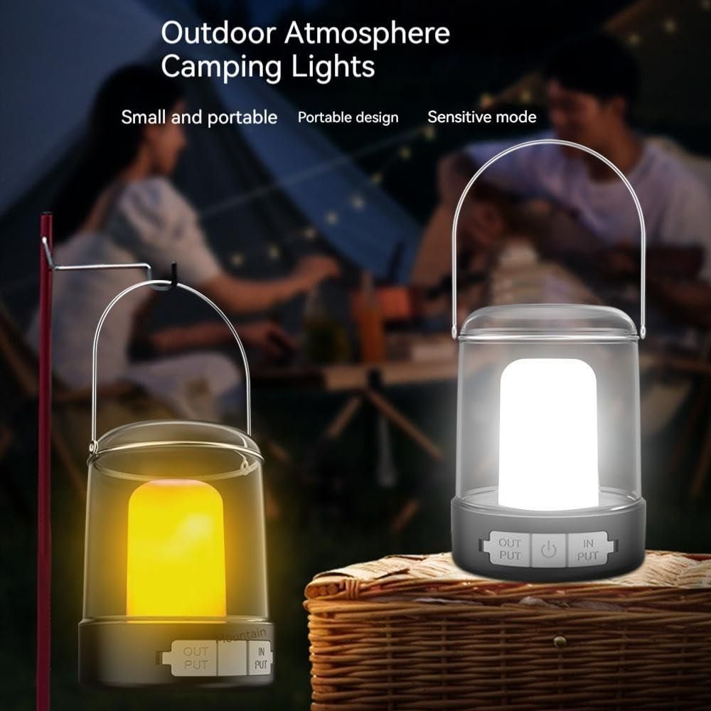 LED Rechargeable Camping Lanterns - Vintage Style, Stepless Dimming, Hanging Tent, and Power Outages- 1 Piece